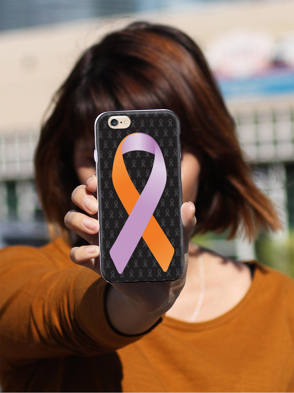 Orange and Lavender Awareness Ribbon - Black Case