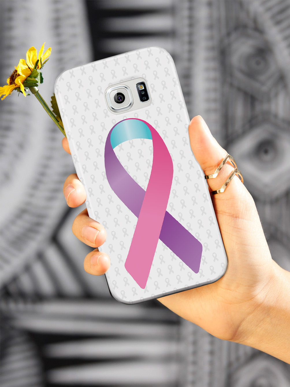 Pink Purple and Blue Awareness Ribbon - White Case