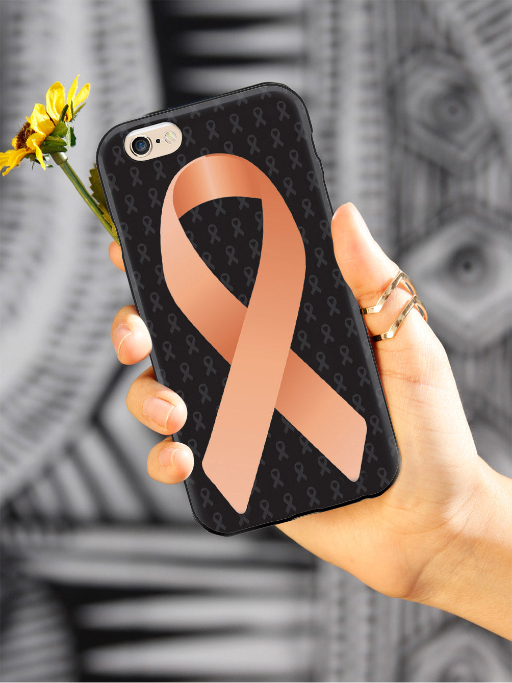 Peach Awareness Ribbon - Black Case