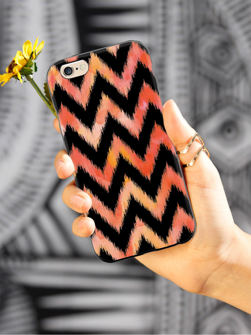 Orange and Black Fuzzy Chevron Case