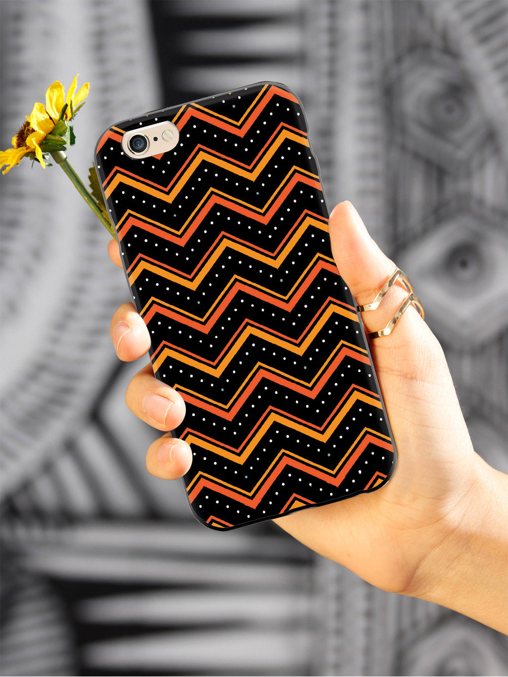 Orange and Black Chevron Pattern Case