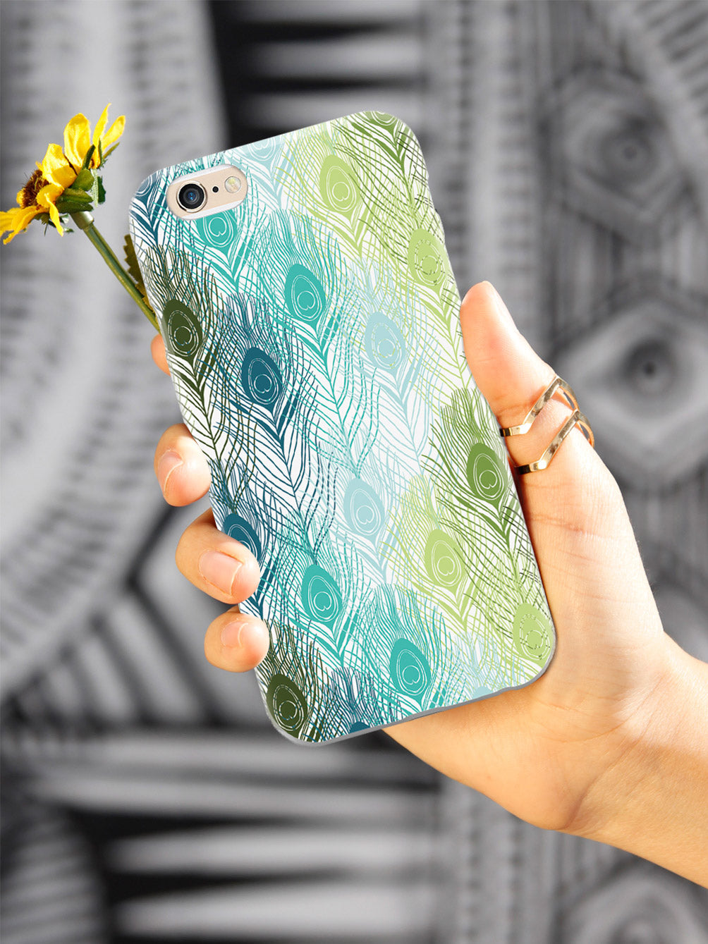 Peacock Feather Pattern - Green and Blue Case