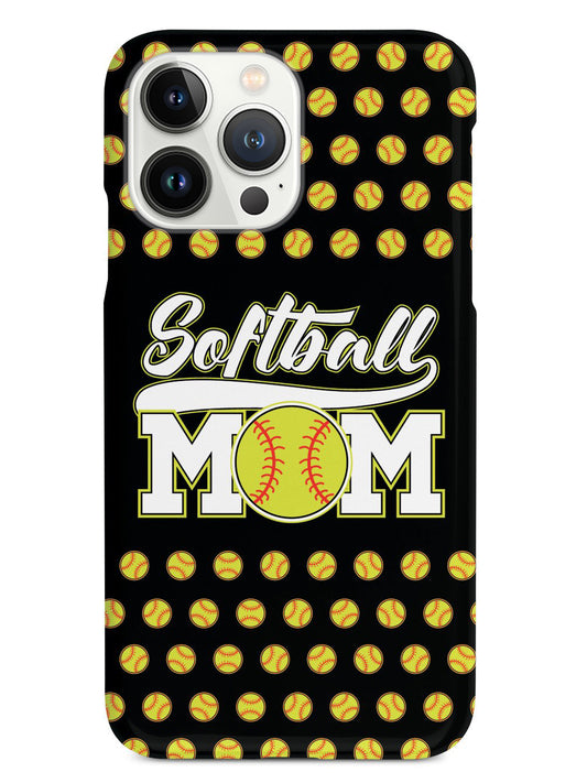 Softball Mom - Black Softball Pattern Case
