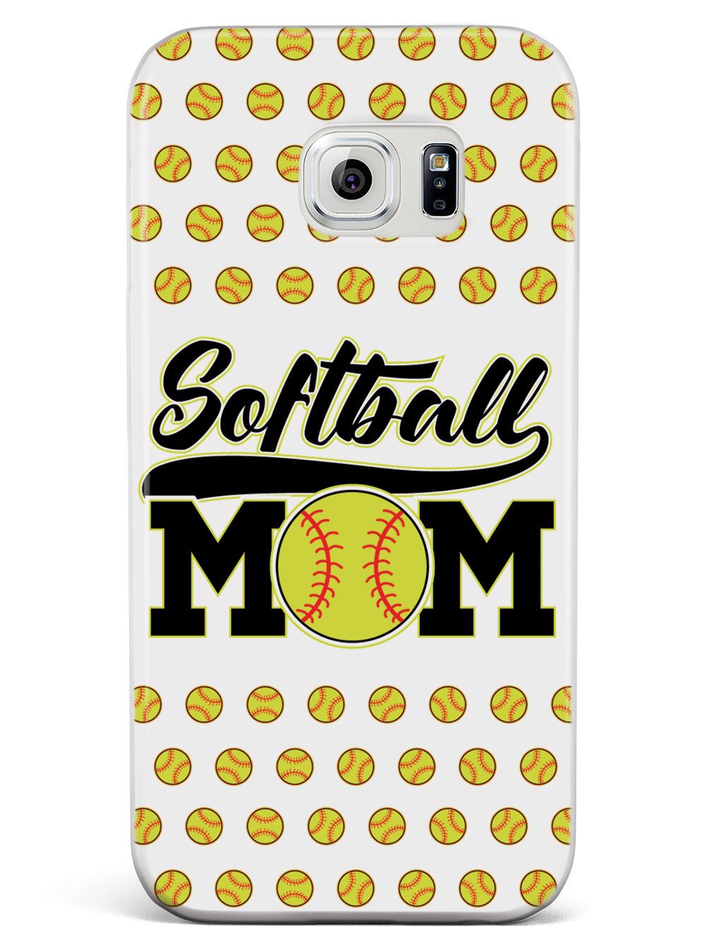 Softball Mom - White Softball Pattern Case
