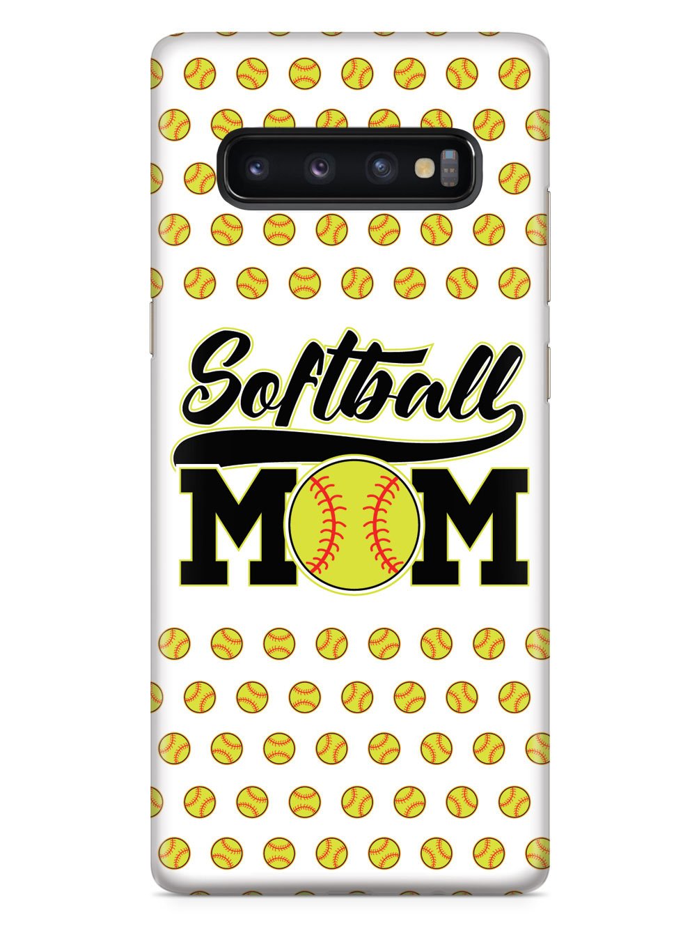 Softball Mom - White Softball Pattern Case