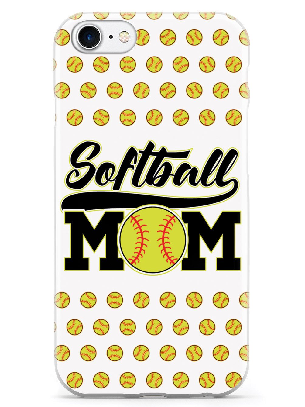 Softball Mom - White Softball Pattern Case
