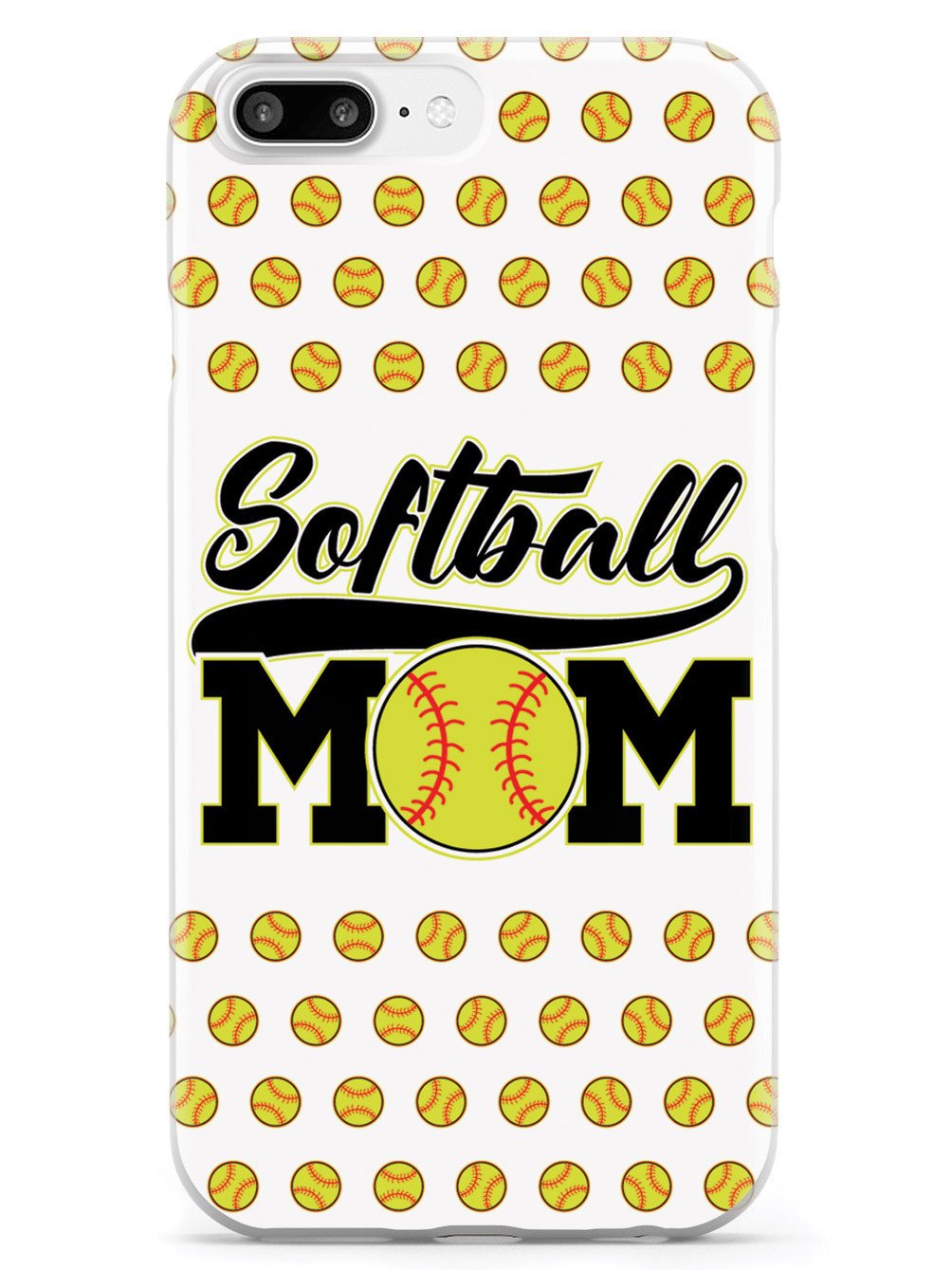 Softball Mom - White Softball Pattern Case