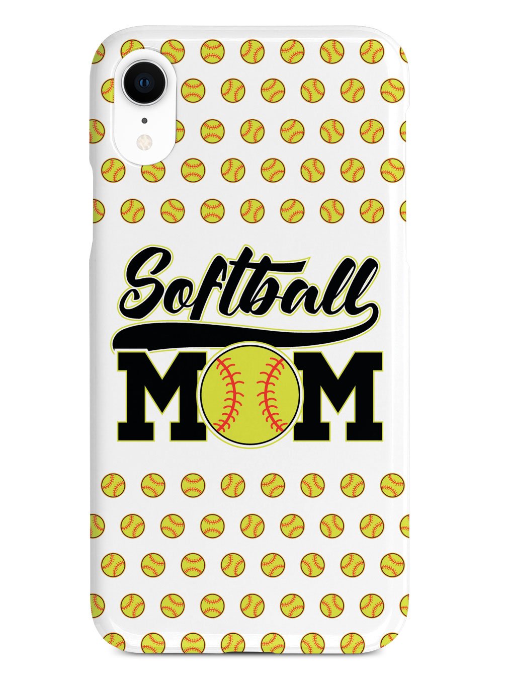 Softball Mom - White Softball Pattern Case