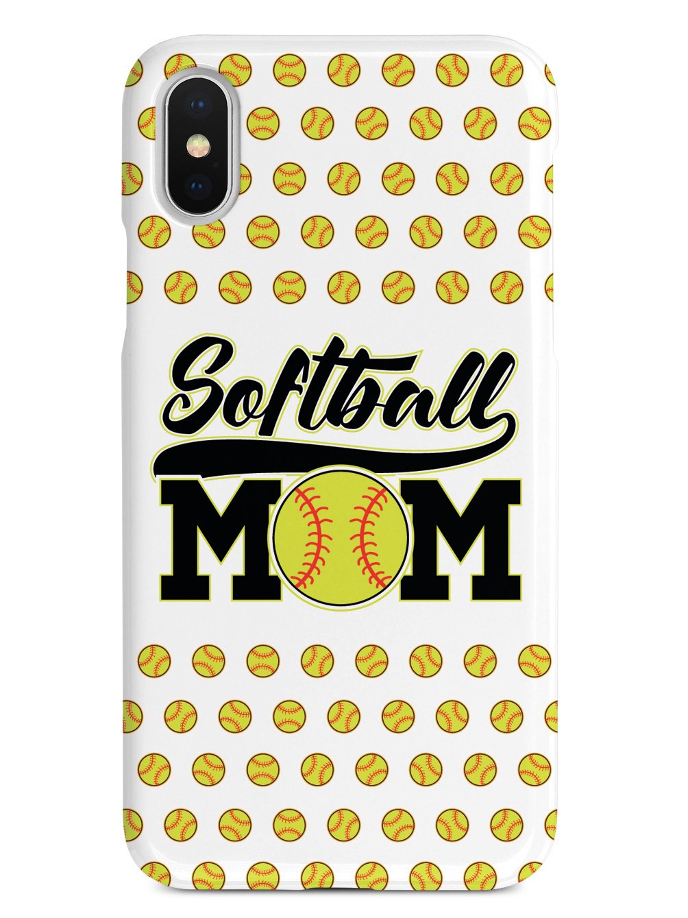 Softball Mom - White Softball Pattern Case