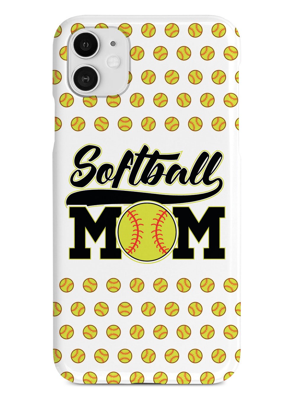 Softball Mom - White Softball Pattern Case