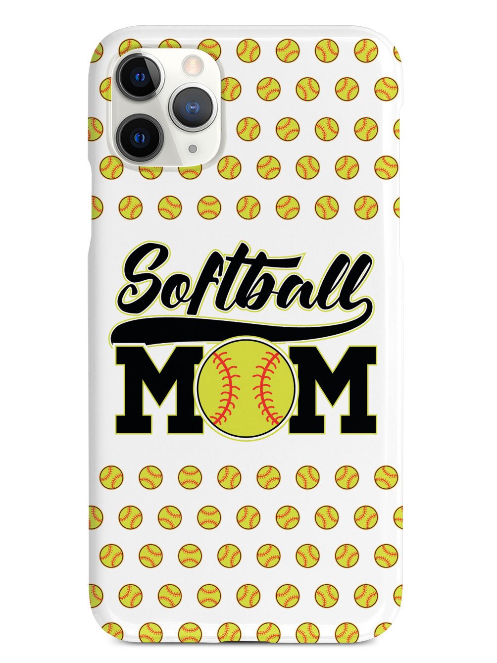 Softball Mom - White Softball Pattern Case
