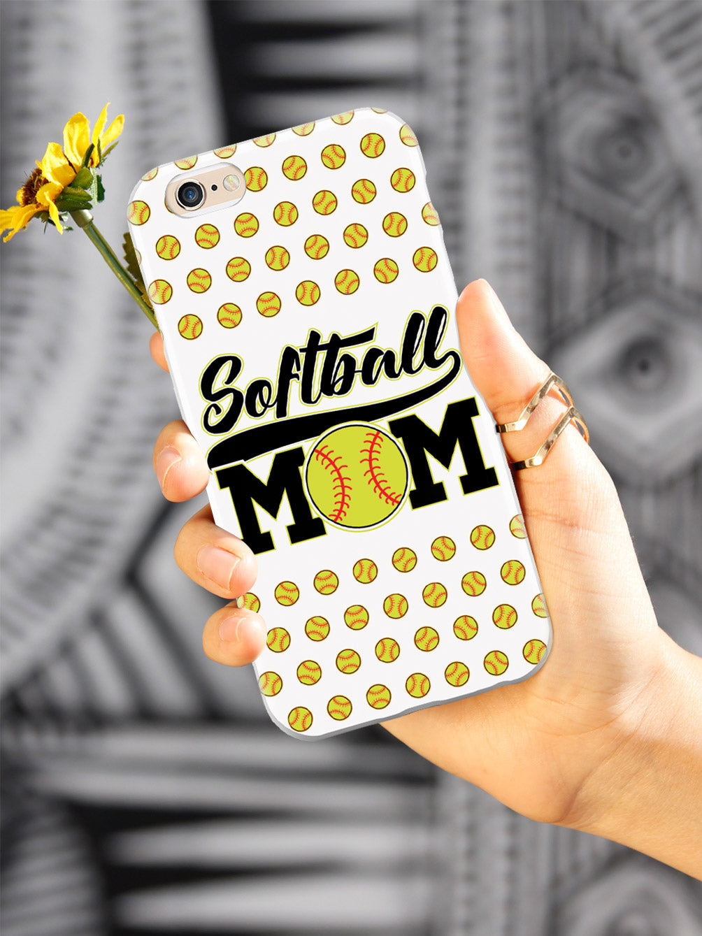 Softball Mom - White Softball Pattern Case