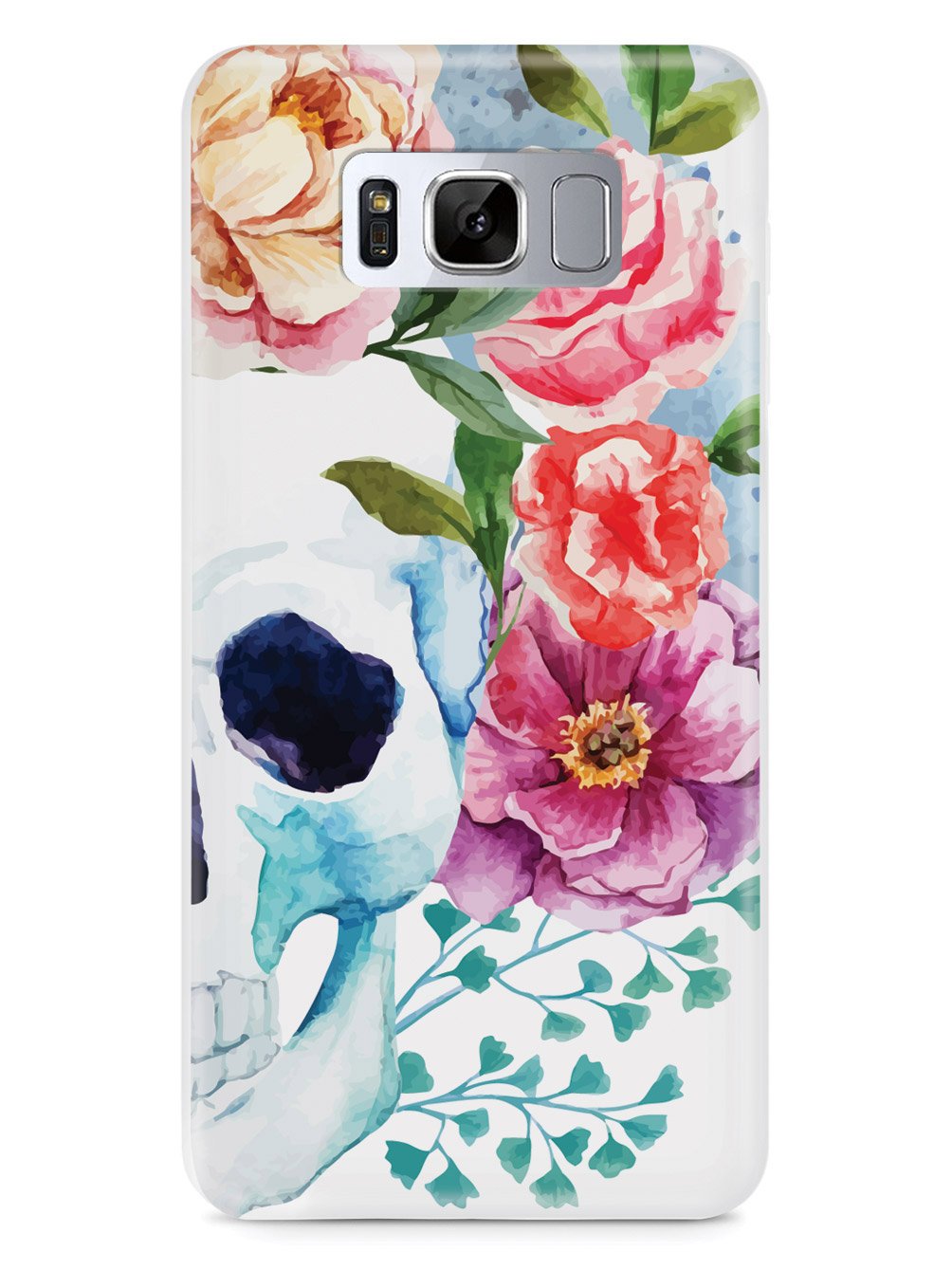 Watercolor Skull and Flowers Case