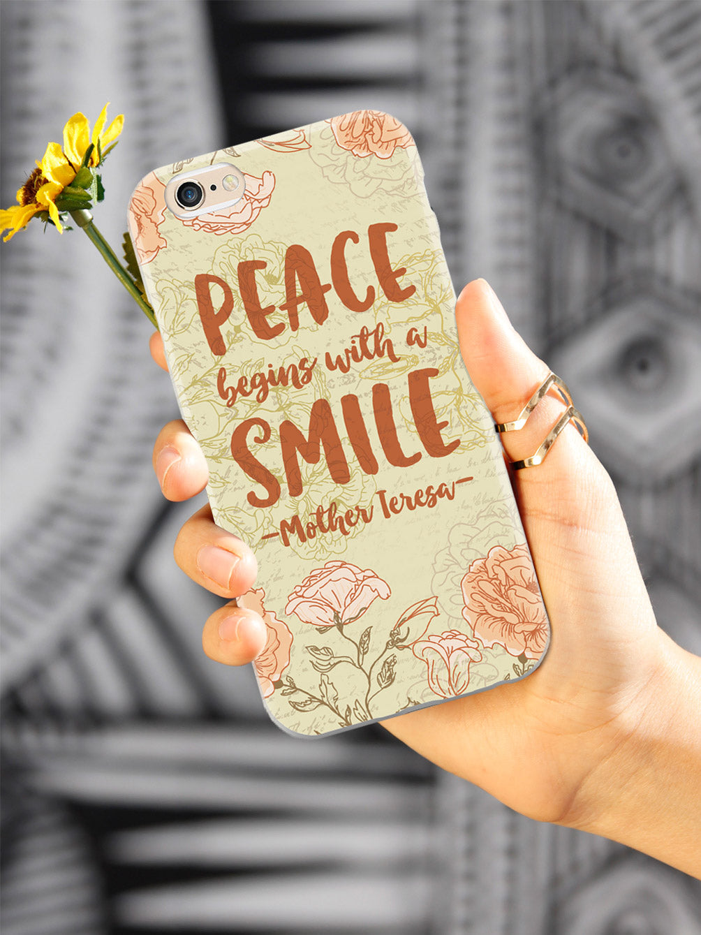 Peace Begins With A Smile - Mother Theresa Quote Case