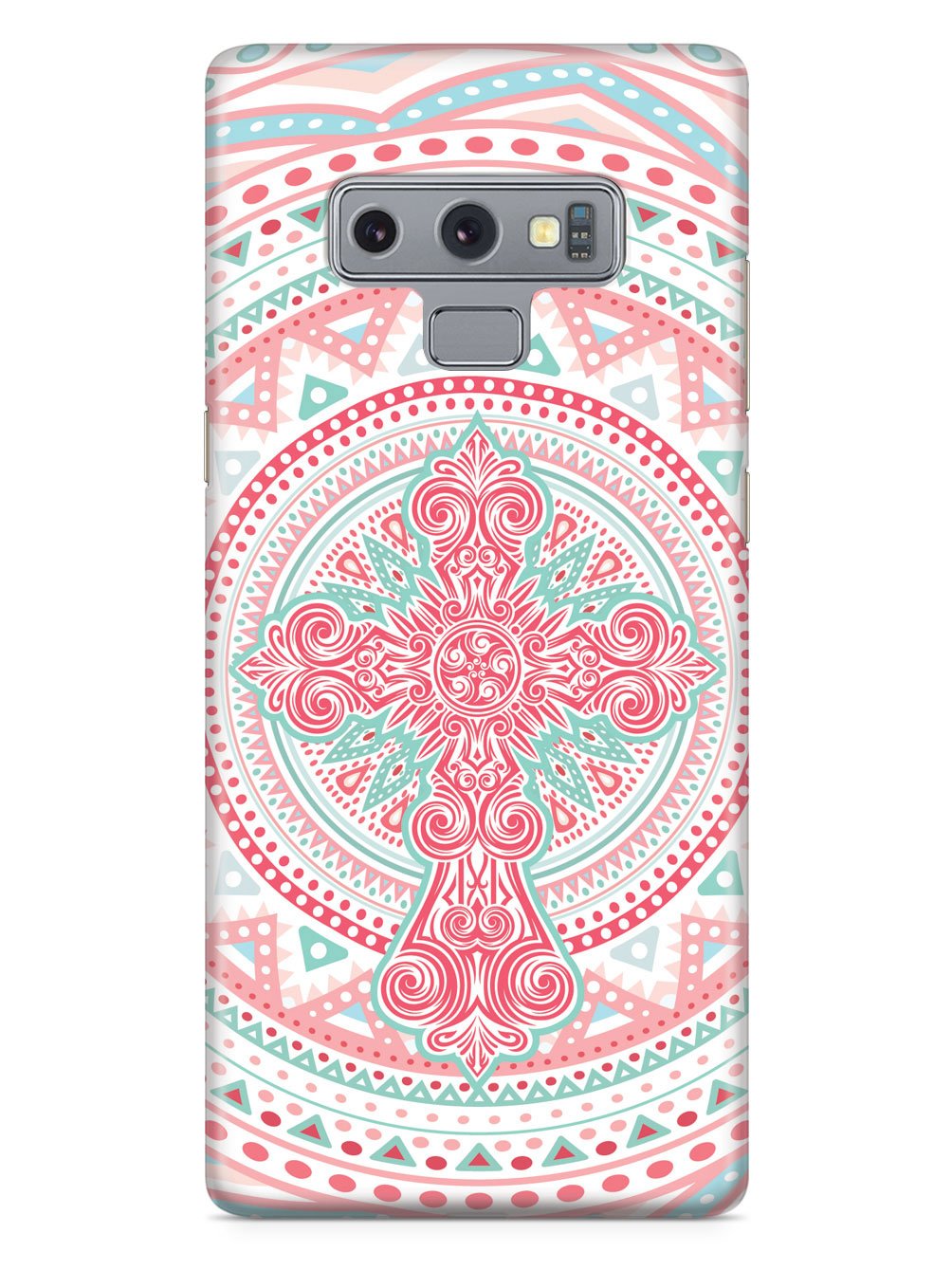 Ornate Cross - Coral and Mint Case