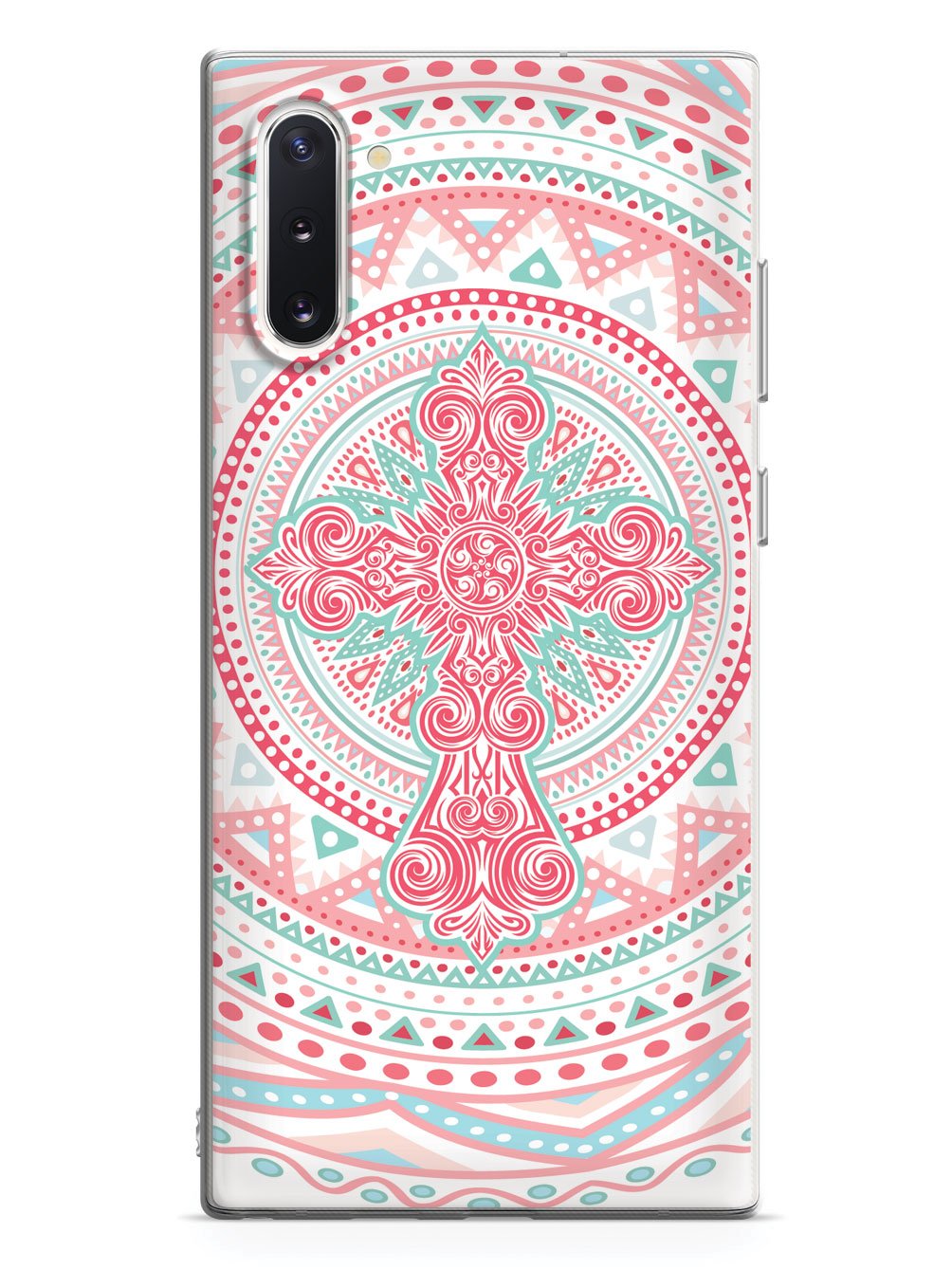 Ornate Cross - Coral and Mint Case