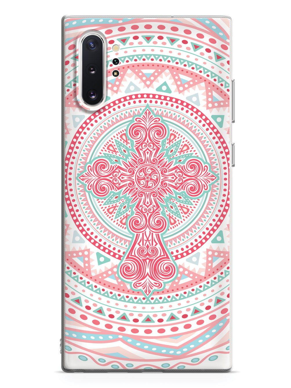 Ornate Cross - Coral and Mint Case