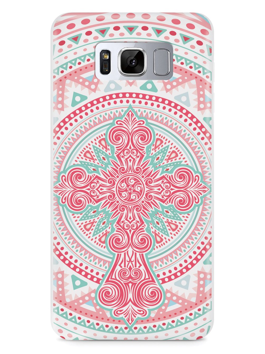 Ornate Cross - Coral and Mint Case