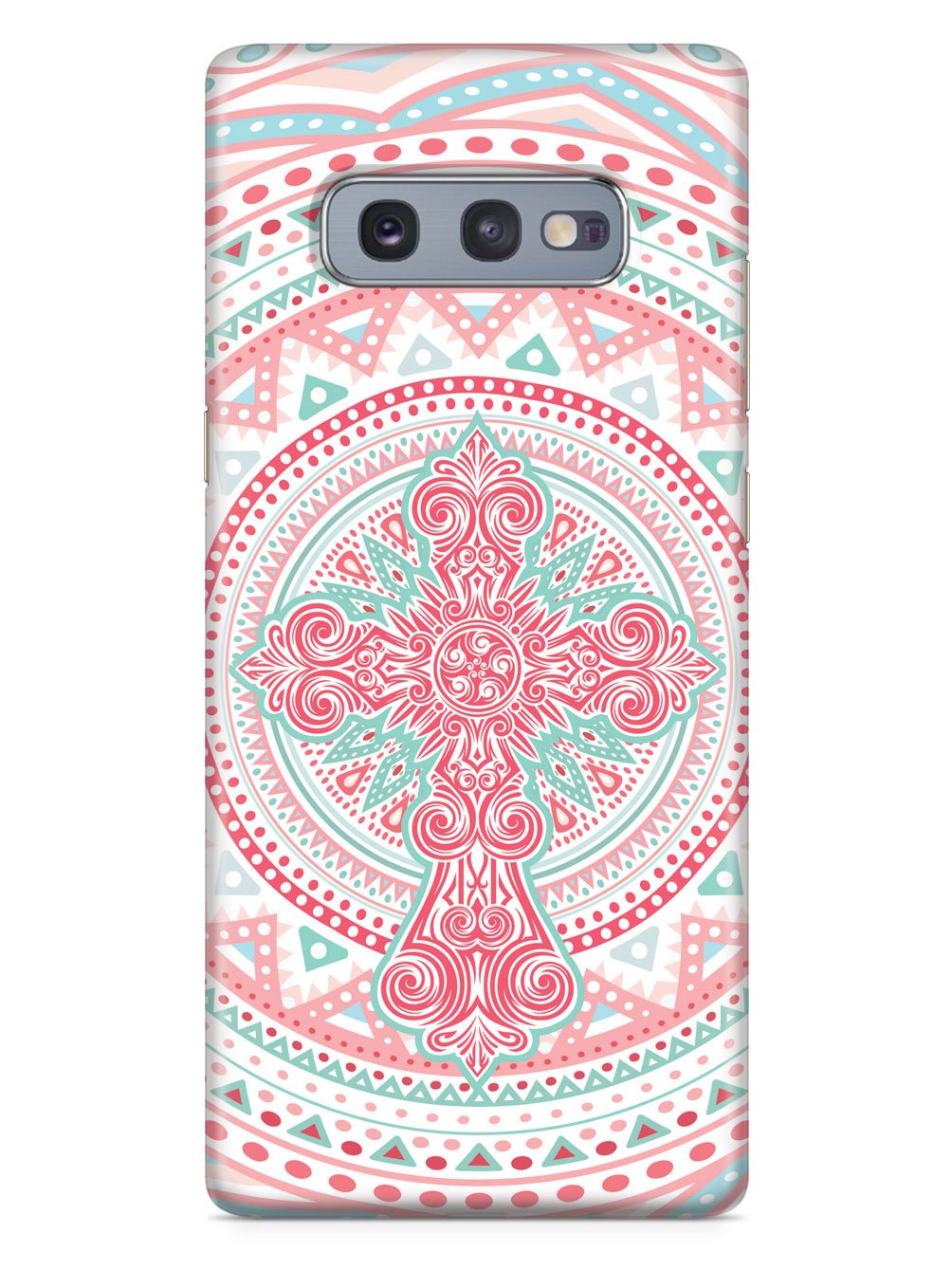 Ornate Cross - Coral and Mint Case