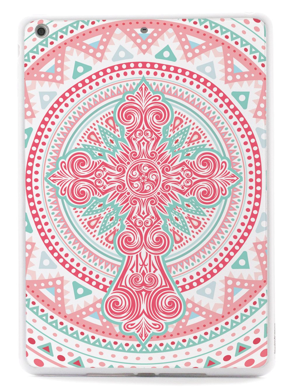 Ornate Cross - Coral and Mint Case