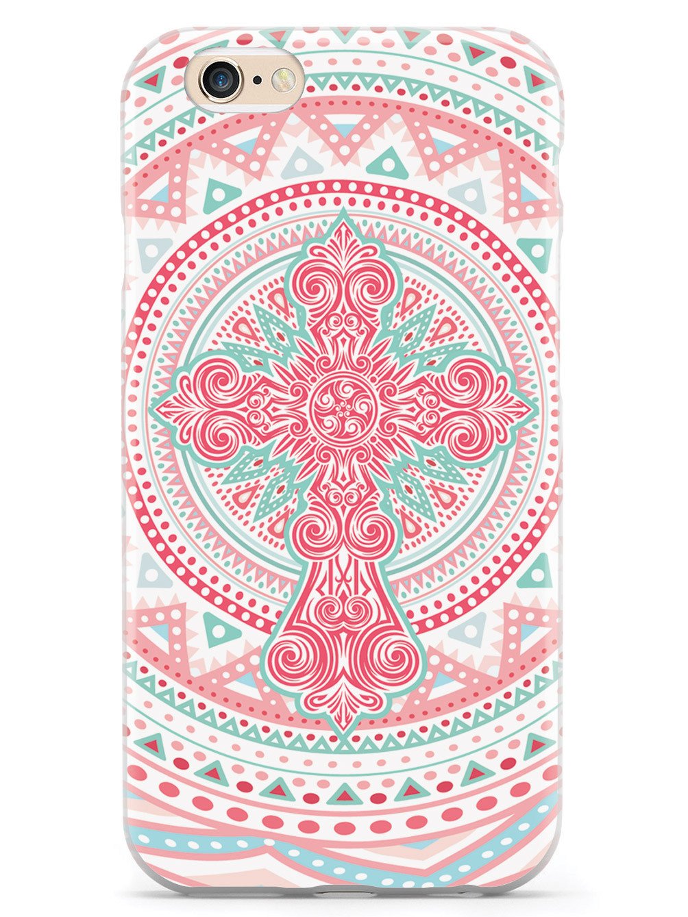 Ornate Cross - Coral and Mint Case