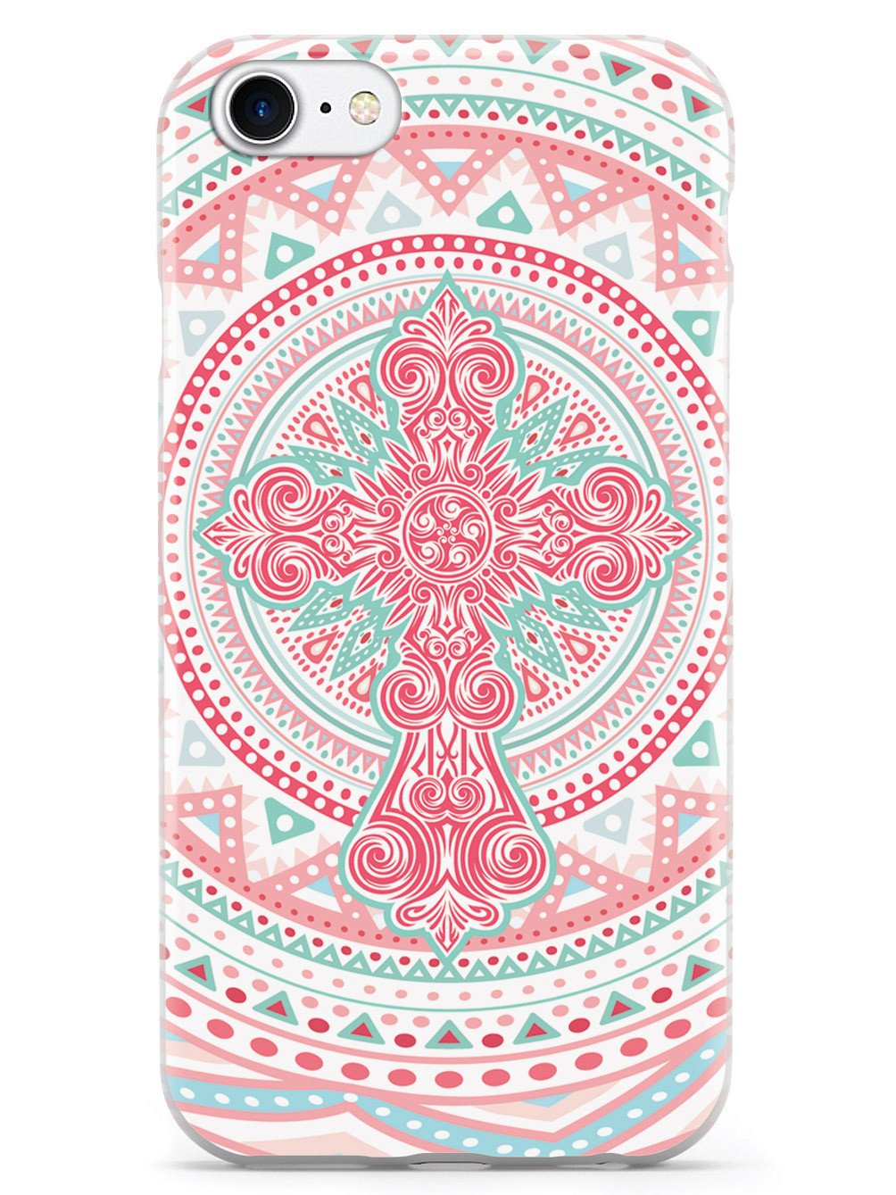 Ornate Cross - Coral and Mint Case