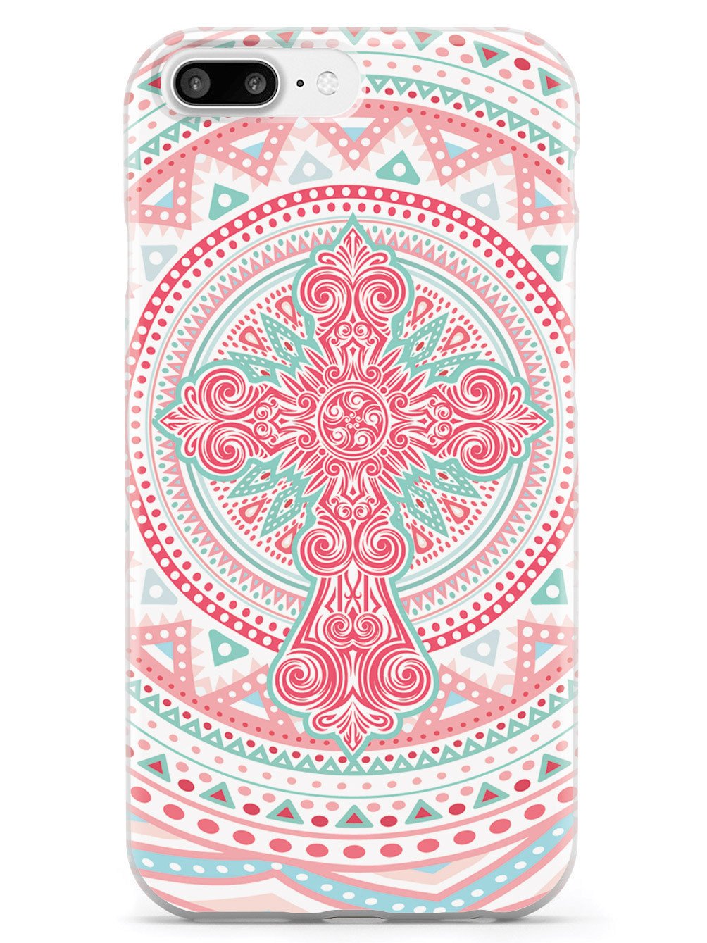 Ornate Cross - Coral and Mint Case