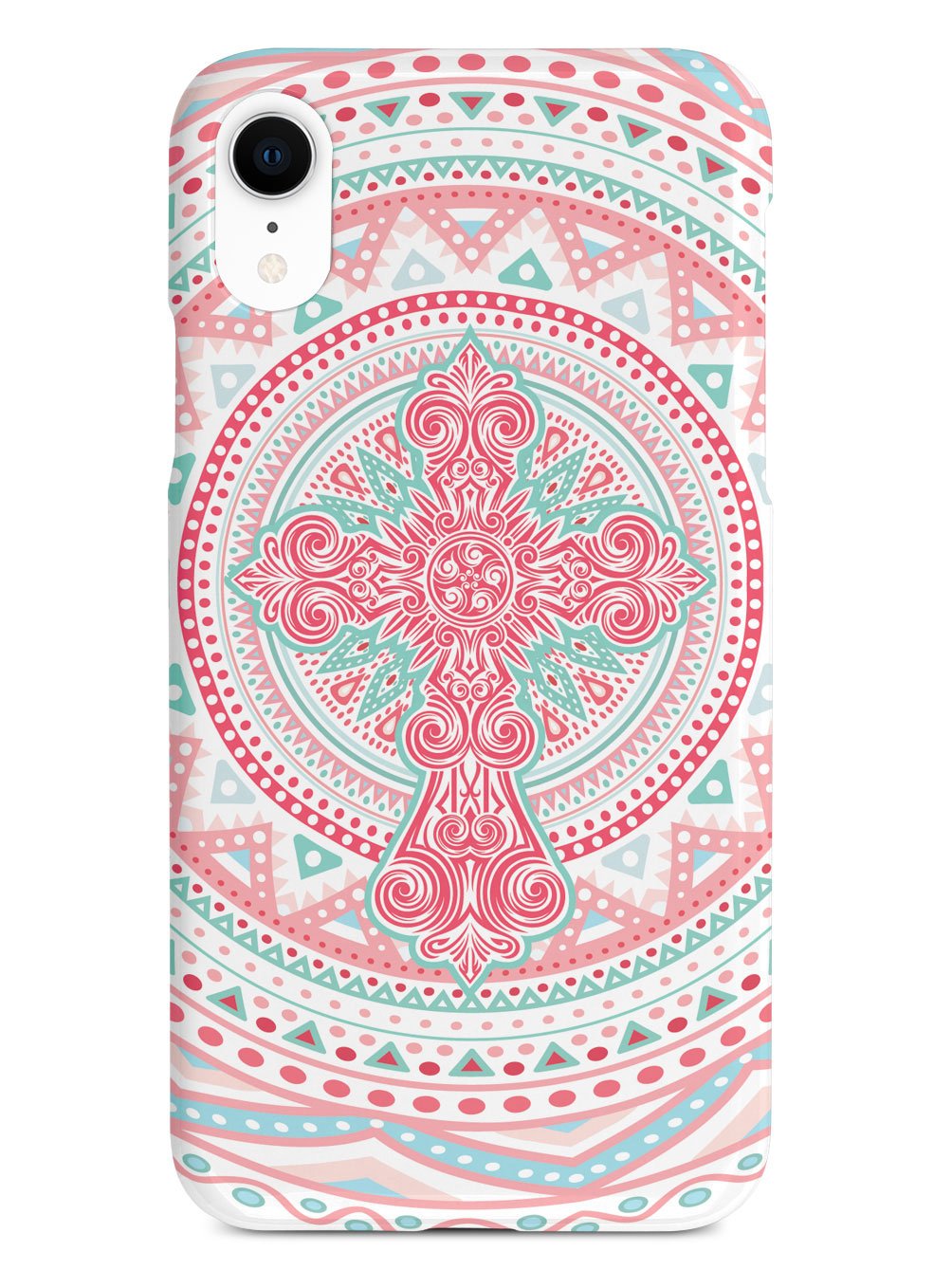 Ornate Cross - Coral and Mint Case