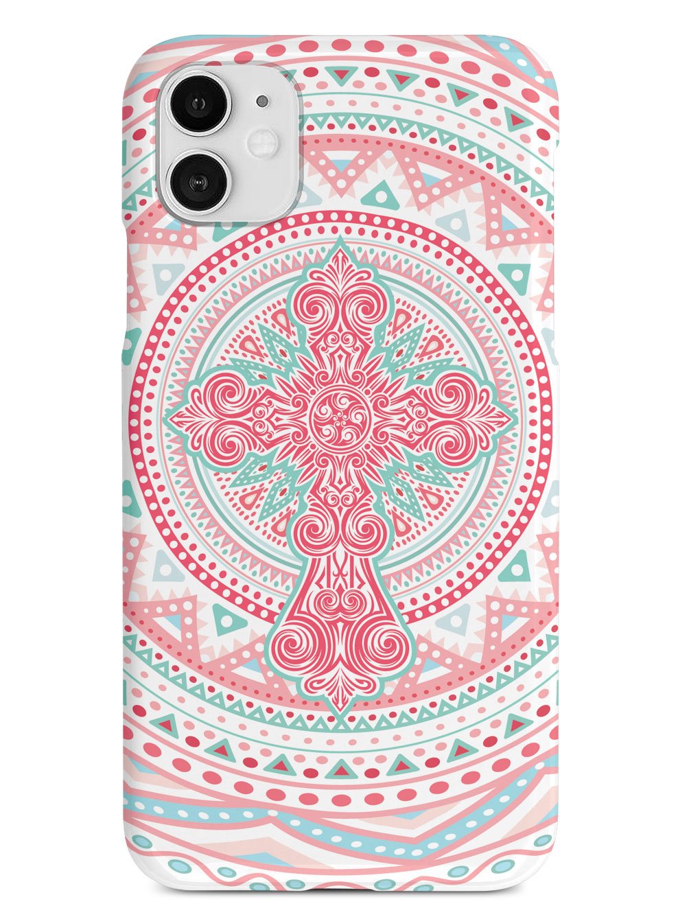 Ornate Cross - Coral and Mint Case