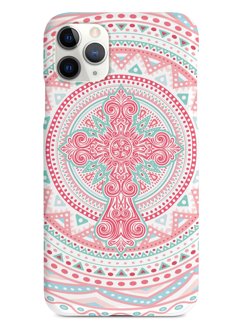 Ornate Cross - Coral and Mint Case