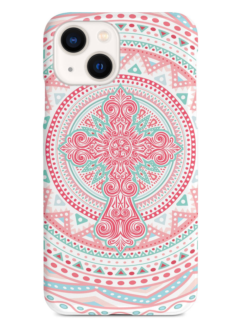 Ornate Cross - Coral and Mint Case