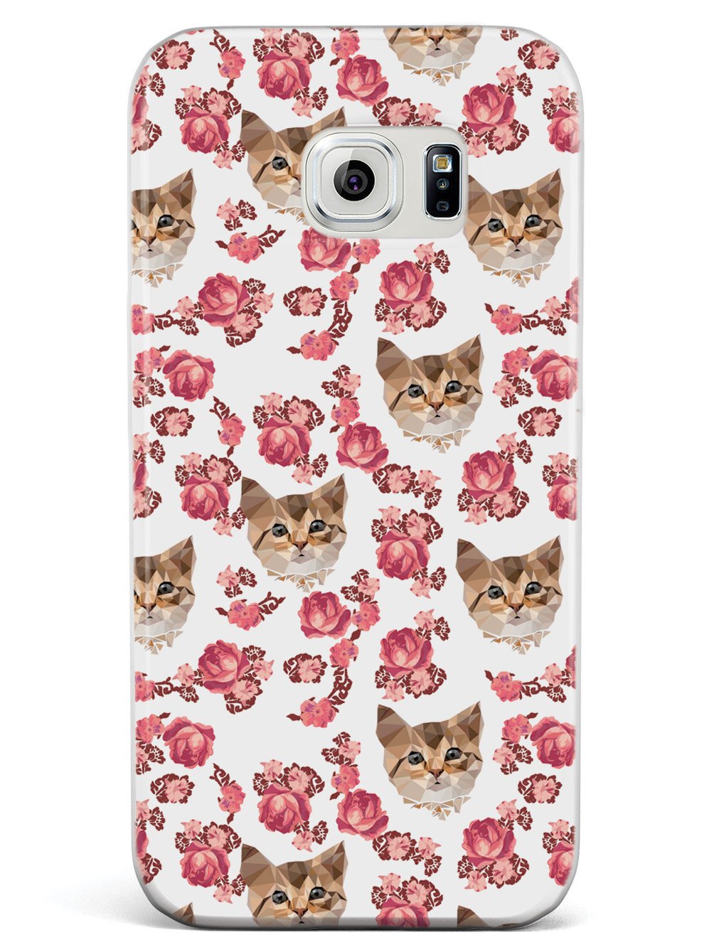 Roses and Kittens Pattern - White Case