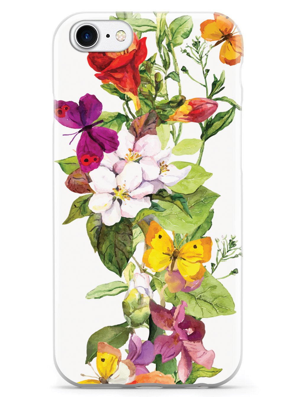 Watercolor Flowers and Butterflies Case