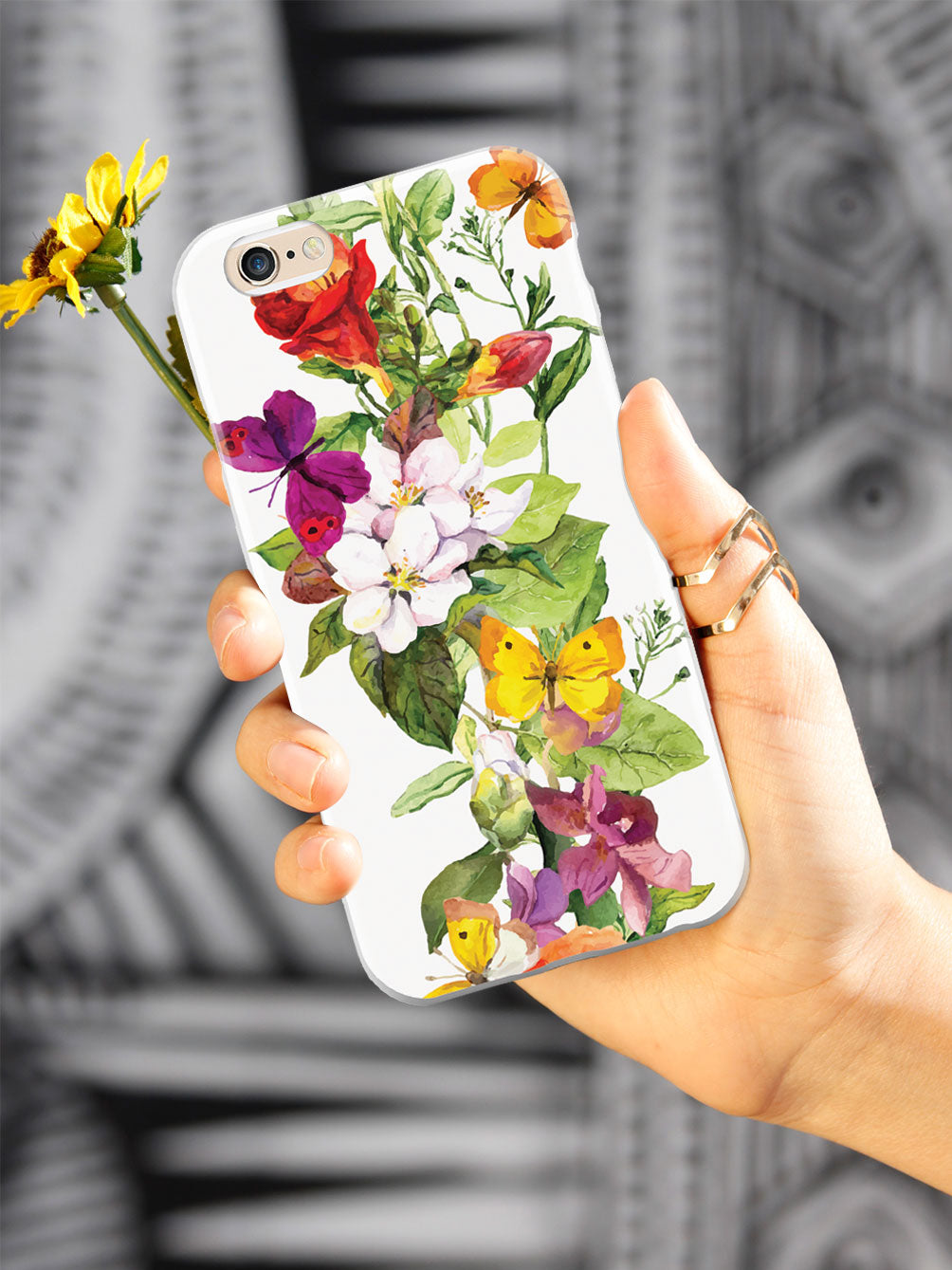 Watercolor Flowers and Butterflies Case