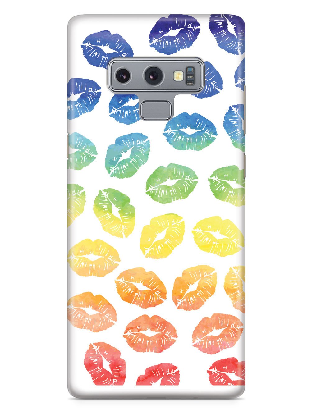 Lip Print Pattern - Watercolor Rainbow - White Case