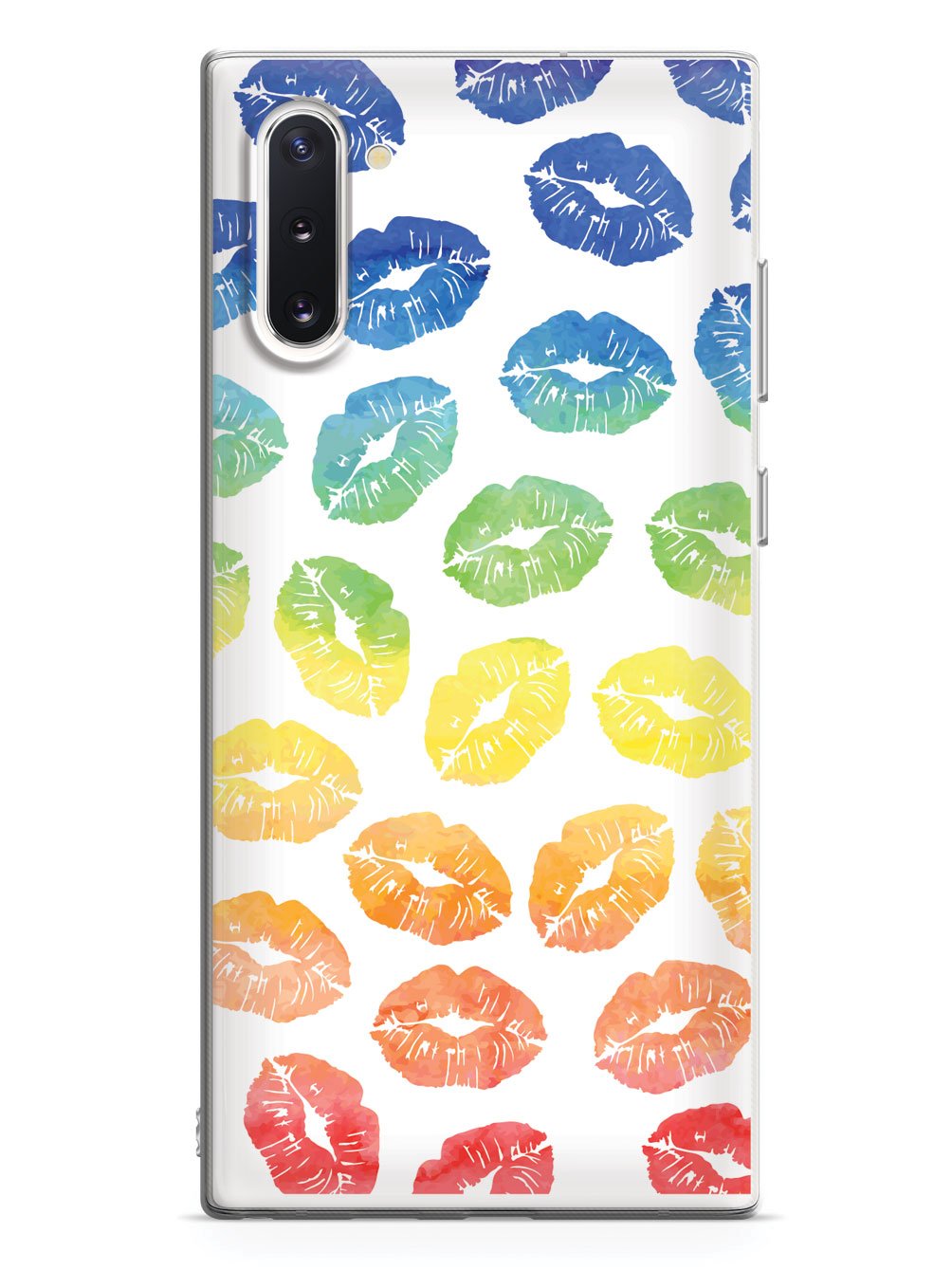 Lip Print Pattern - Watercolor Rainbow - White Case