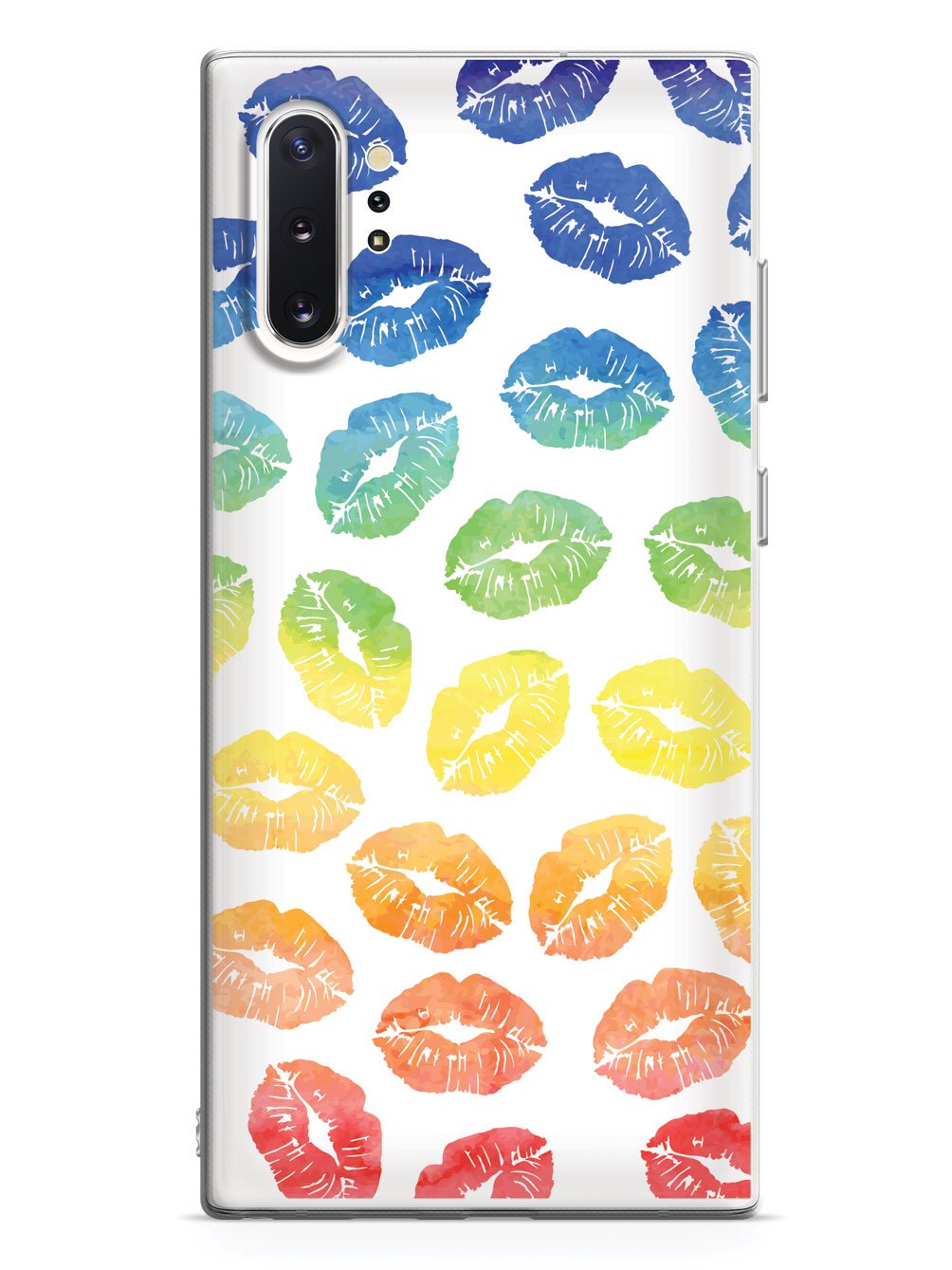Lip Print Pattern - Watercolor Rainbow - White Case
