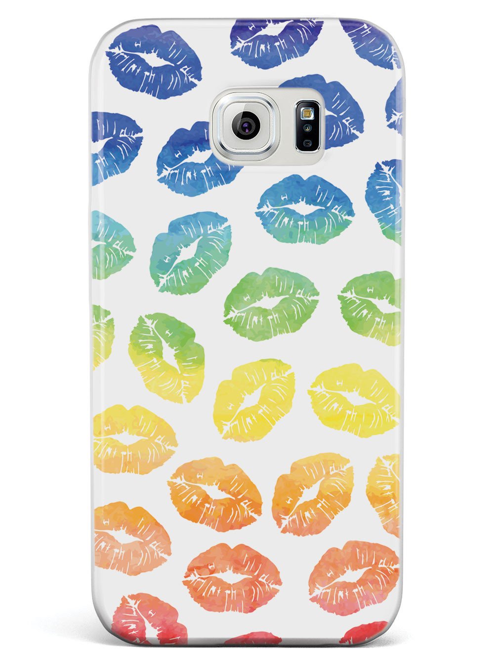 Lip Print Pattern - Watercolor Rainbow - White Case