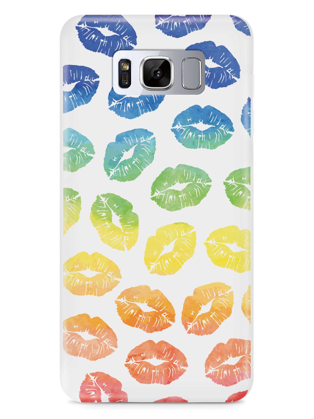 Lip Print Pattern - Watercolor Rainbow - White Case