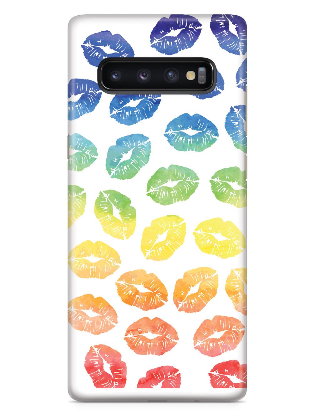 Lip Print Pattern - Watercolor Rainbow - White Case