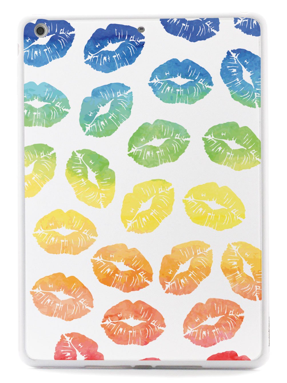Lip Print Pattern - Watercolor Rainbow - White Case