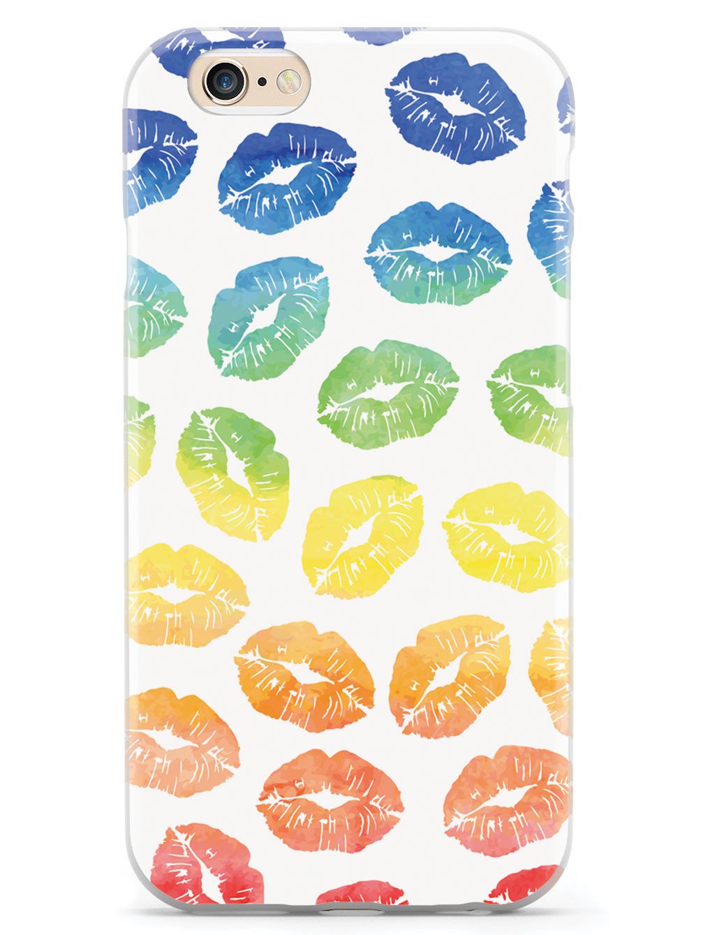 Lip Print Pattern - Watercolor Rainbow - White Case