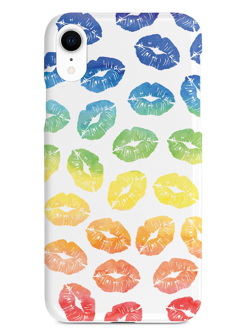 Lip Print Pattern - Watercolor Rainbow - White Case