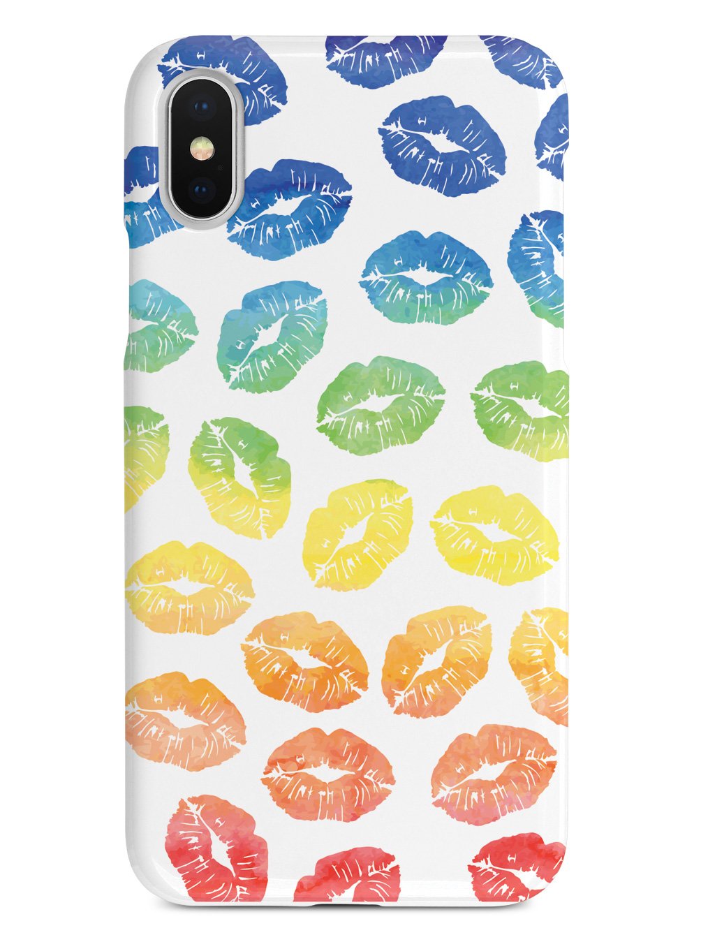 Lip Print Pattern - Watercolor Rainbow - White Case