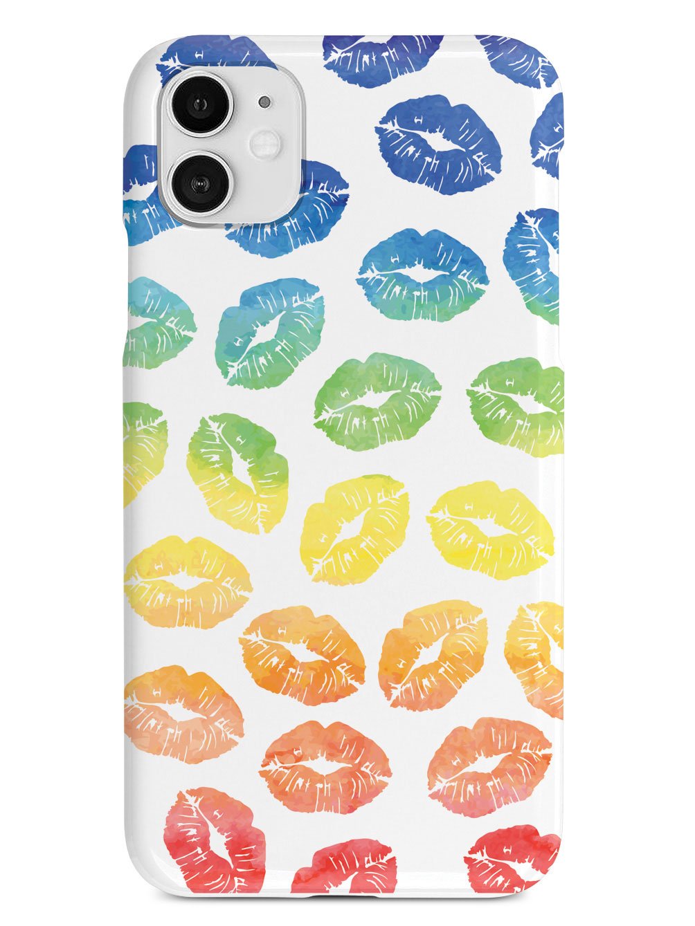 Lip Print Pattern - Watercolor Rainbow - White Case