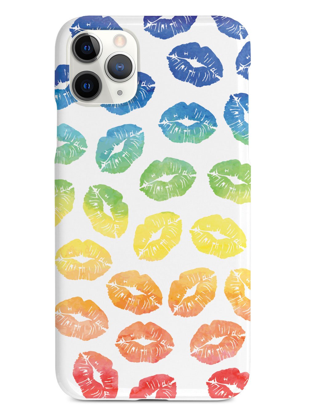 Lip Print Pattern - Watercolor Rainbow - White Case