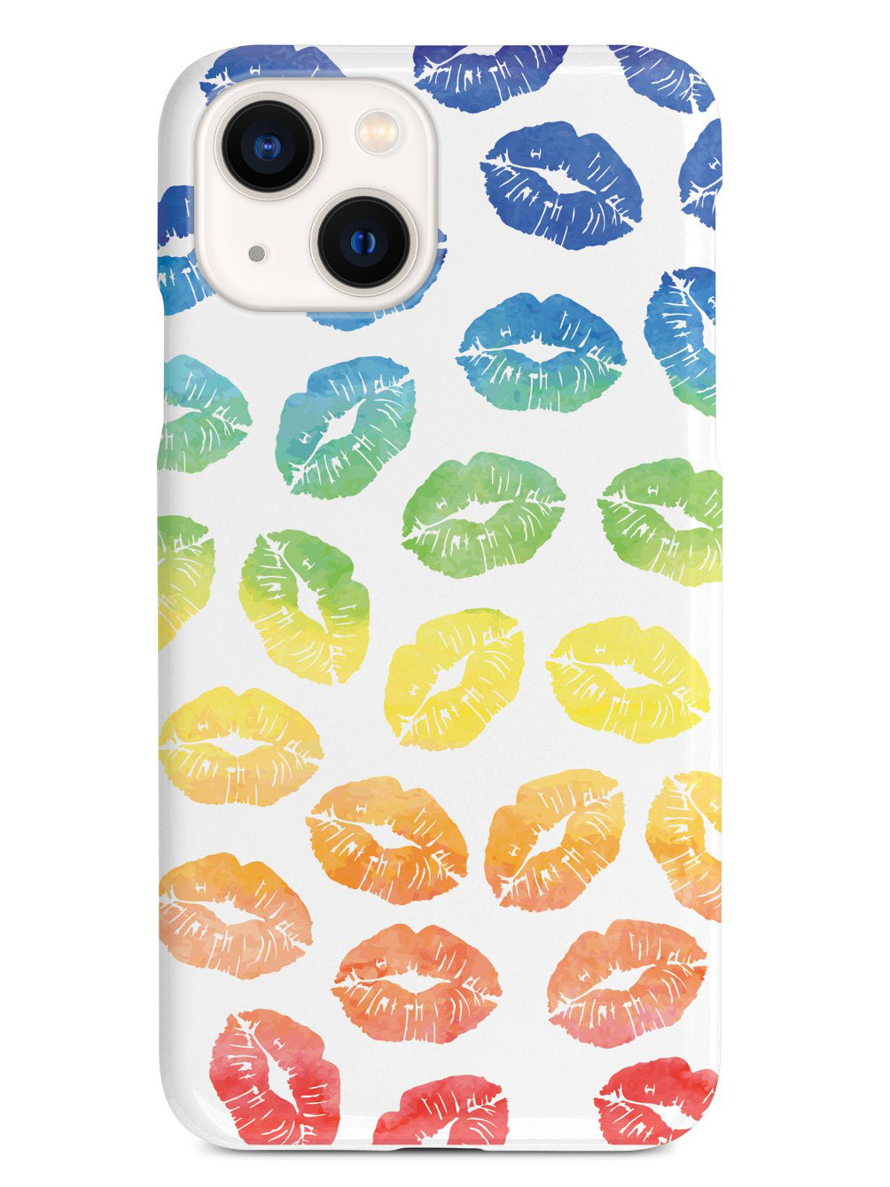 Lip Print Pattern - Watercolor Rainbow - White Case