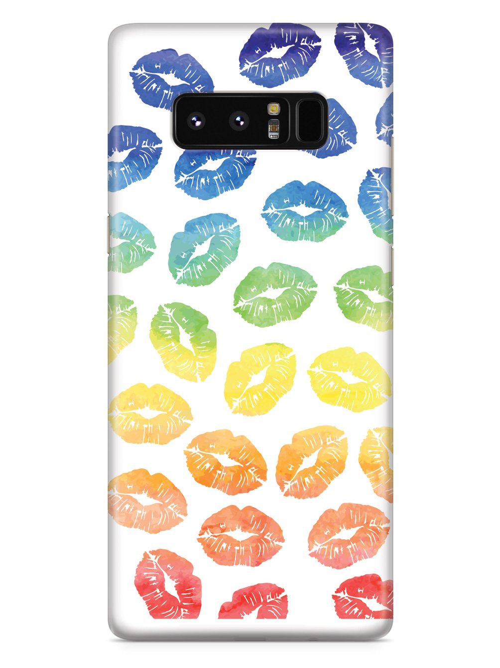 Lip Print Pattern - Watercolor Rainbow - White Case
