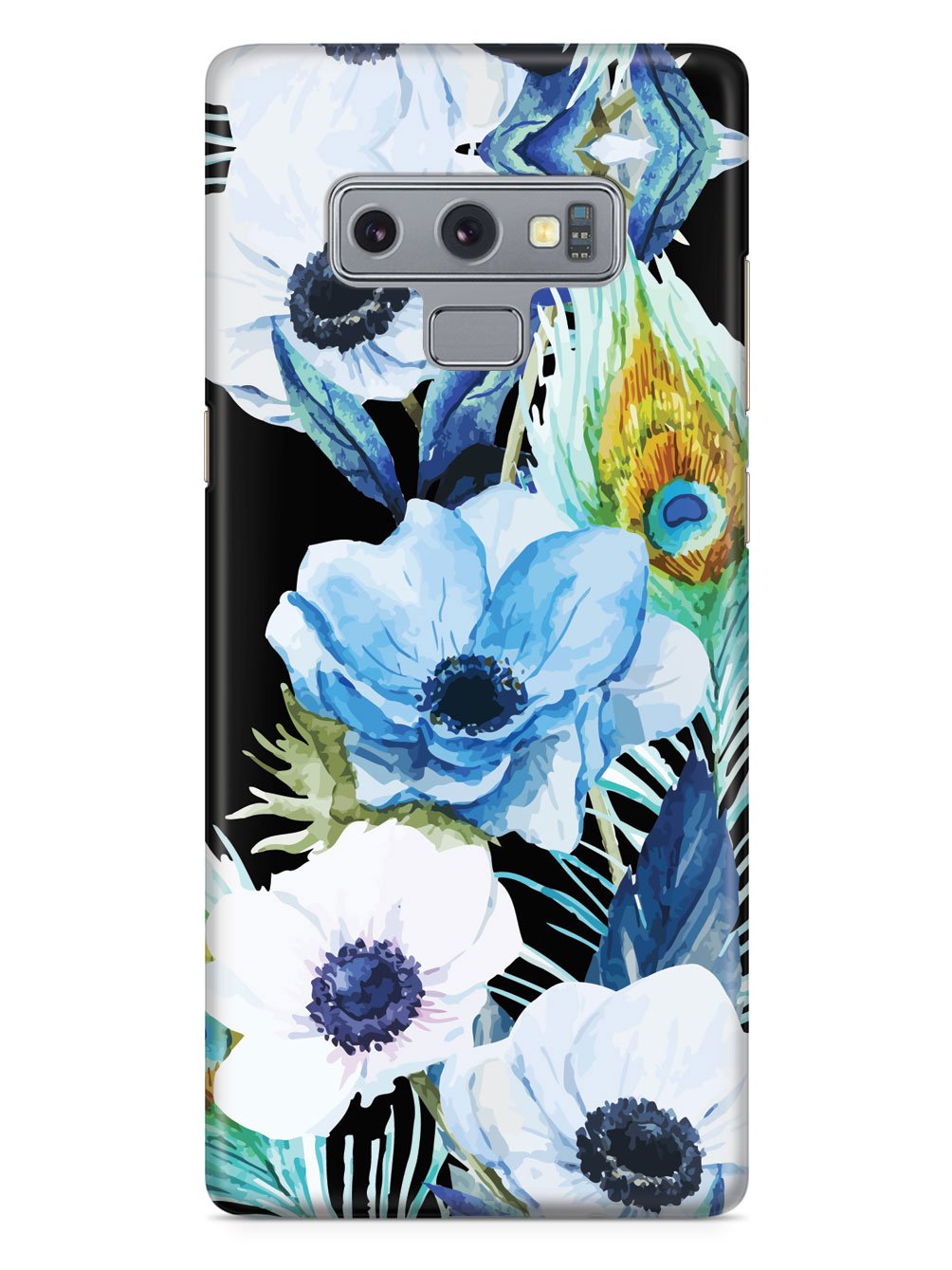 Peacock Feather Flowers - Black Case