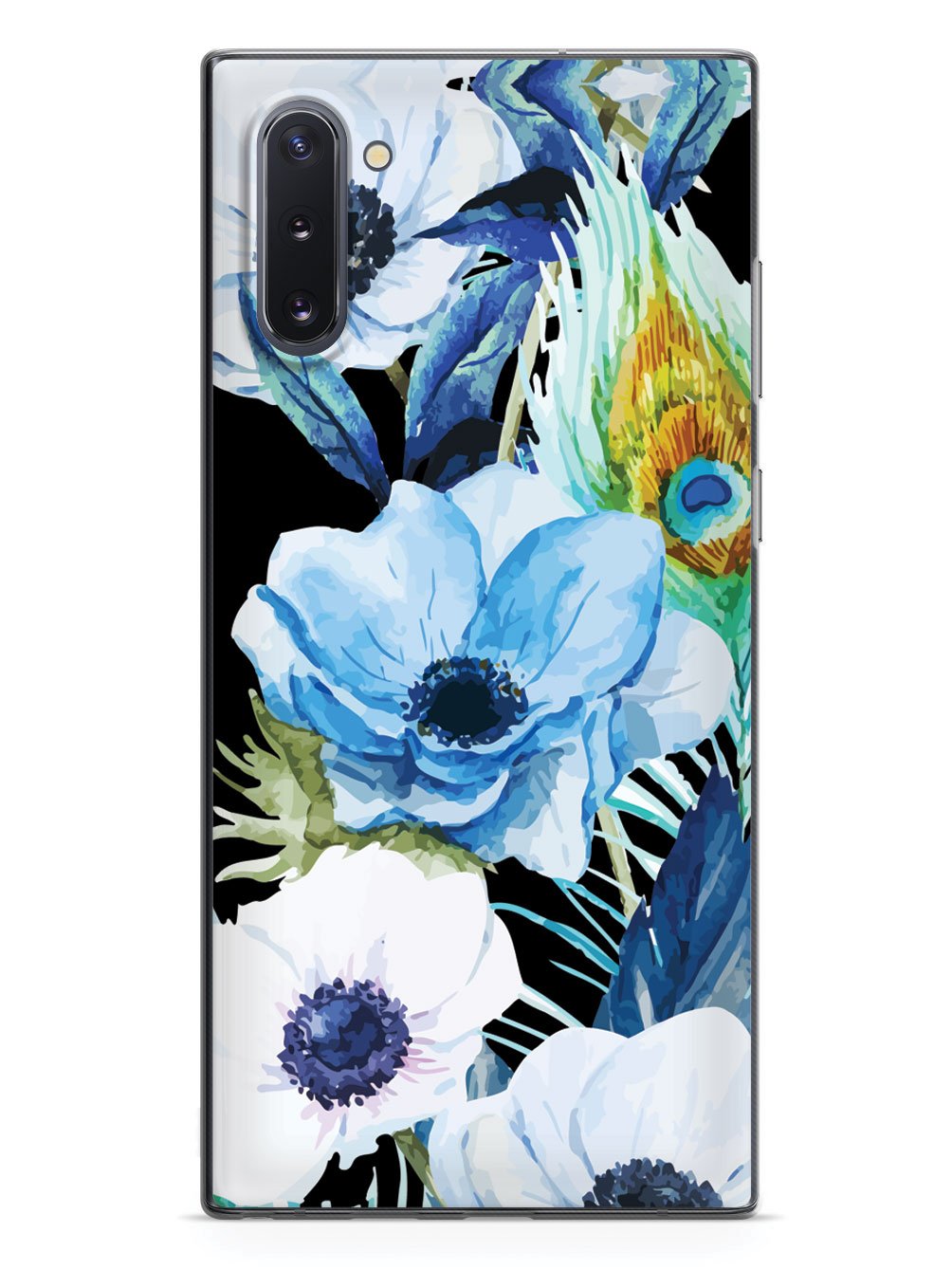 Peacock Feather Flowers - Black Case